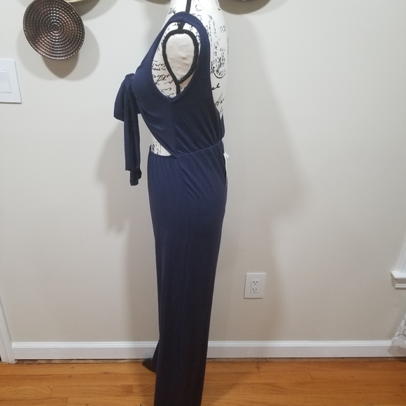 CAPELLA New!! Dark Blue Sleeveless Stretch Jumpsuit Size L, Cut in the front. - Picture 9 of 14